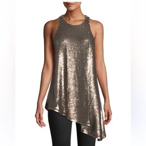 Cinq a sept Dylan Sleeveless Asymmetrical Sequins Top